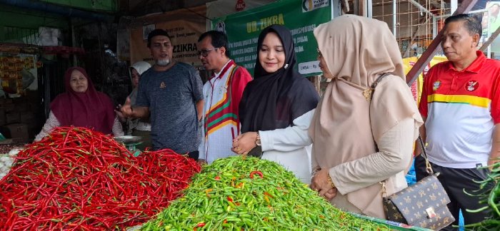 Didampingi Pj Ketua TP PKK, dan Sekda, Pj Bupati Azwardi Pantau Pasar Bina Usaha